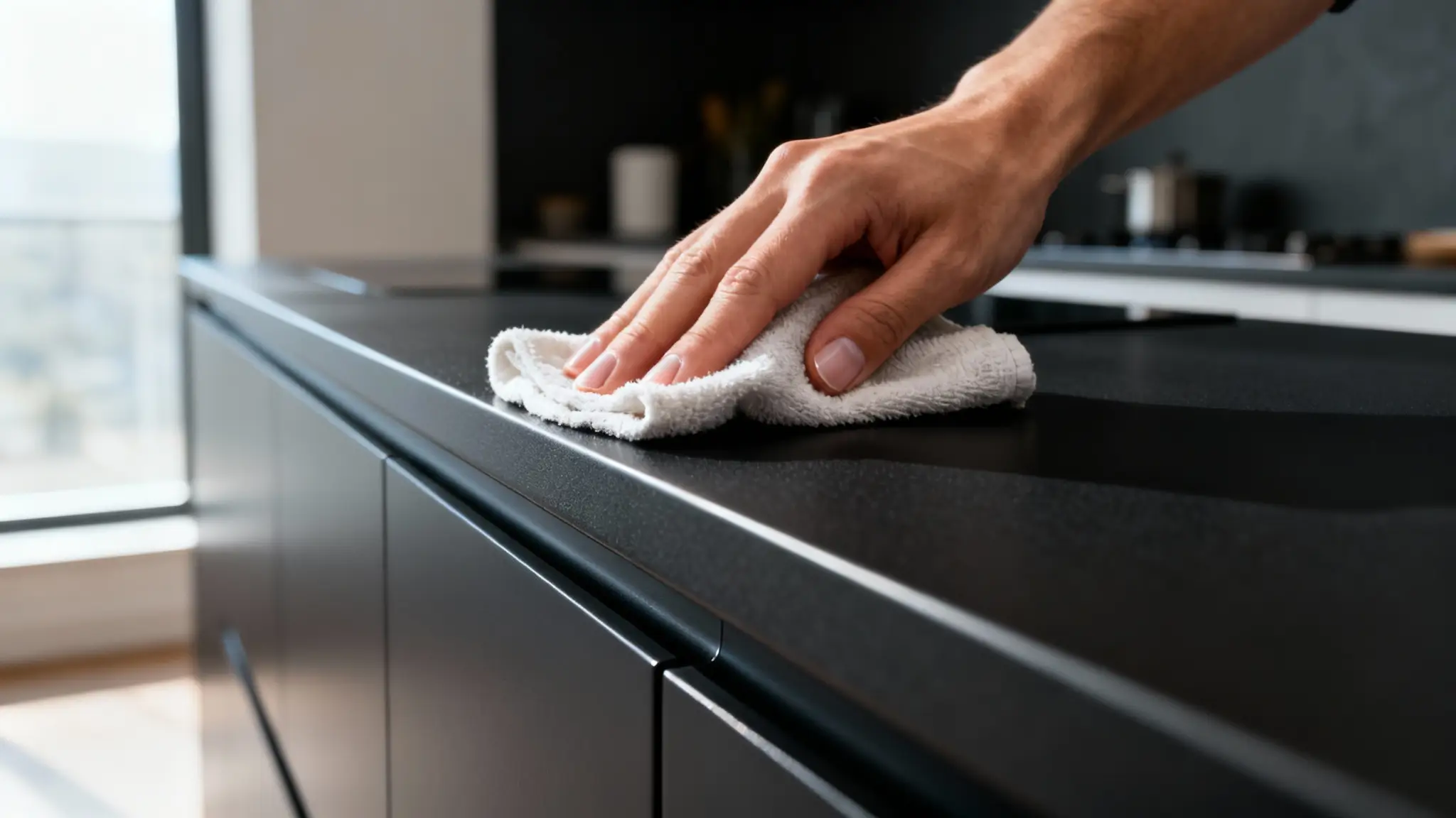 acabat mat negre antihuellas en cuina moderna estil dark & matte